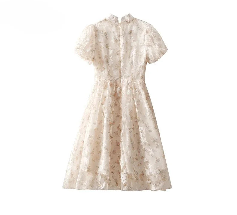Mother Daughter Matching Dresses Vintage CheongsamGirl Daily Wear Retro Floral Dress Princess Gown Summer Outfit Mommy and