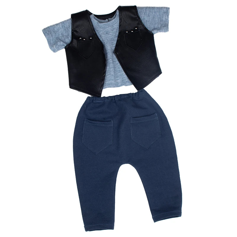 Newborn Photography Clothes for Baby Boy Cool Leather Jacket Clothing Musician Guirar Set Props for Studio Photoshoot Props