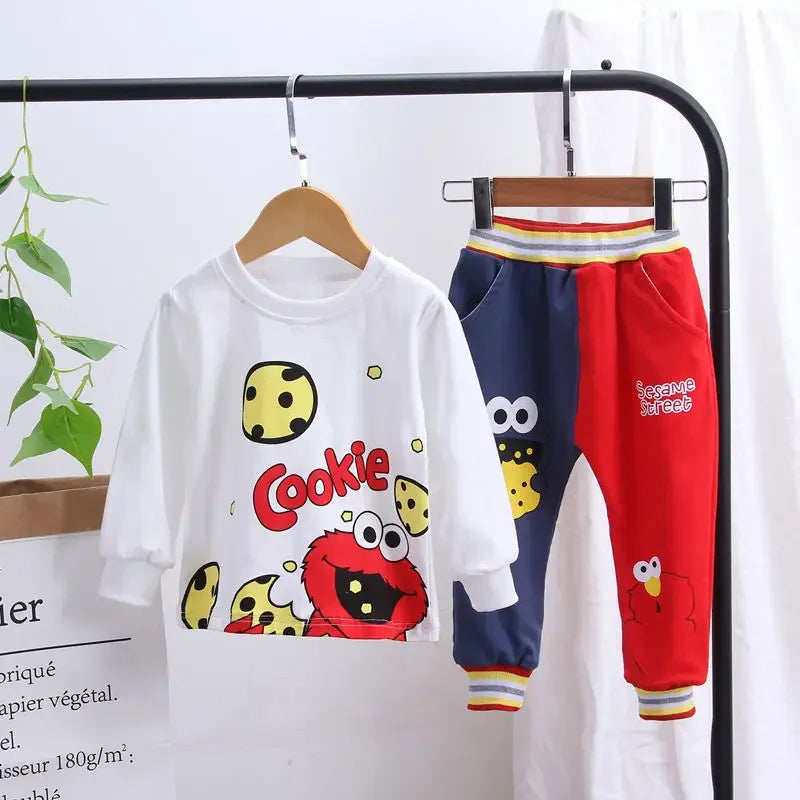 Conjuntos de ropa nuevos para niños, primavera otoño, chándales de dibujos animados para niños, trajes para niños, camiseta de manga larga + conjunto de pantalones de 0 a 5 años