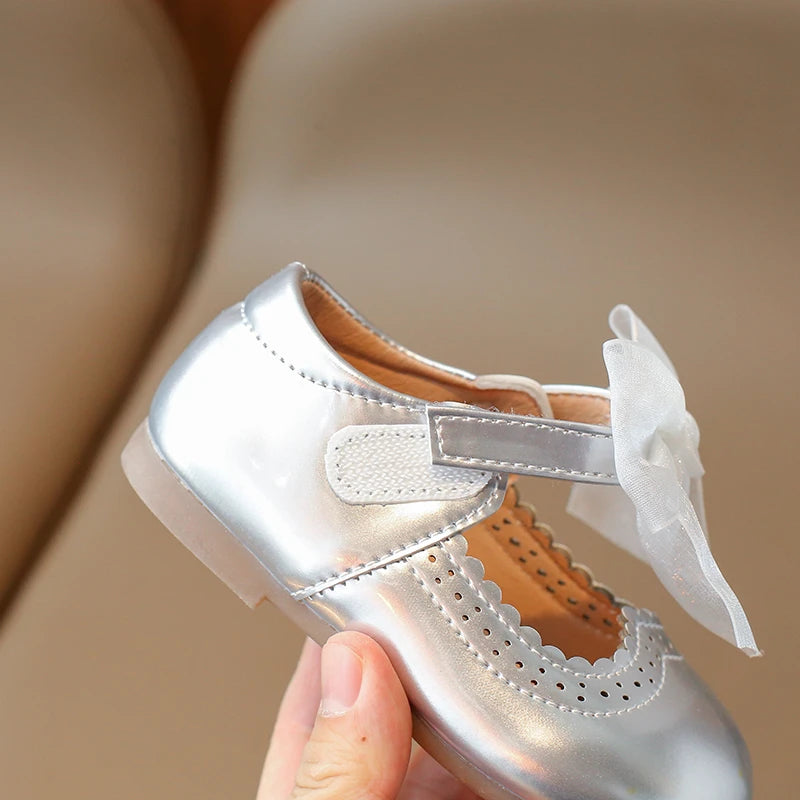 Baby Girl Leather Shoes Spring Autumn New Fashion Soft Comfortable Candy Color Princess Kids Dress Flats Ribbon Bow-knot Sweet