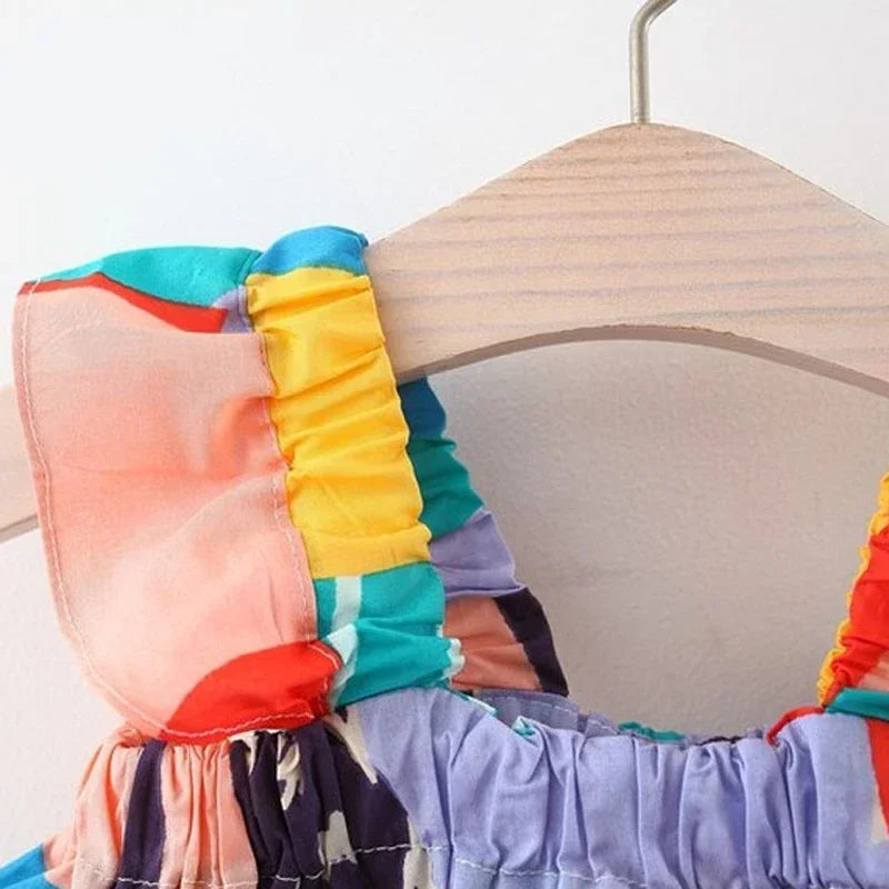 Sommer Baby Mädchen Bekleidungssets Träger-Top Farbpassende Blumenweste + Kinder Freizeit Hose Kleinkind Kleidung Anzug