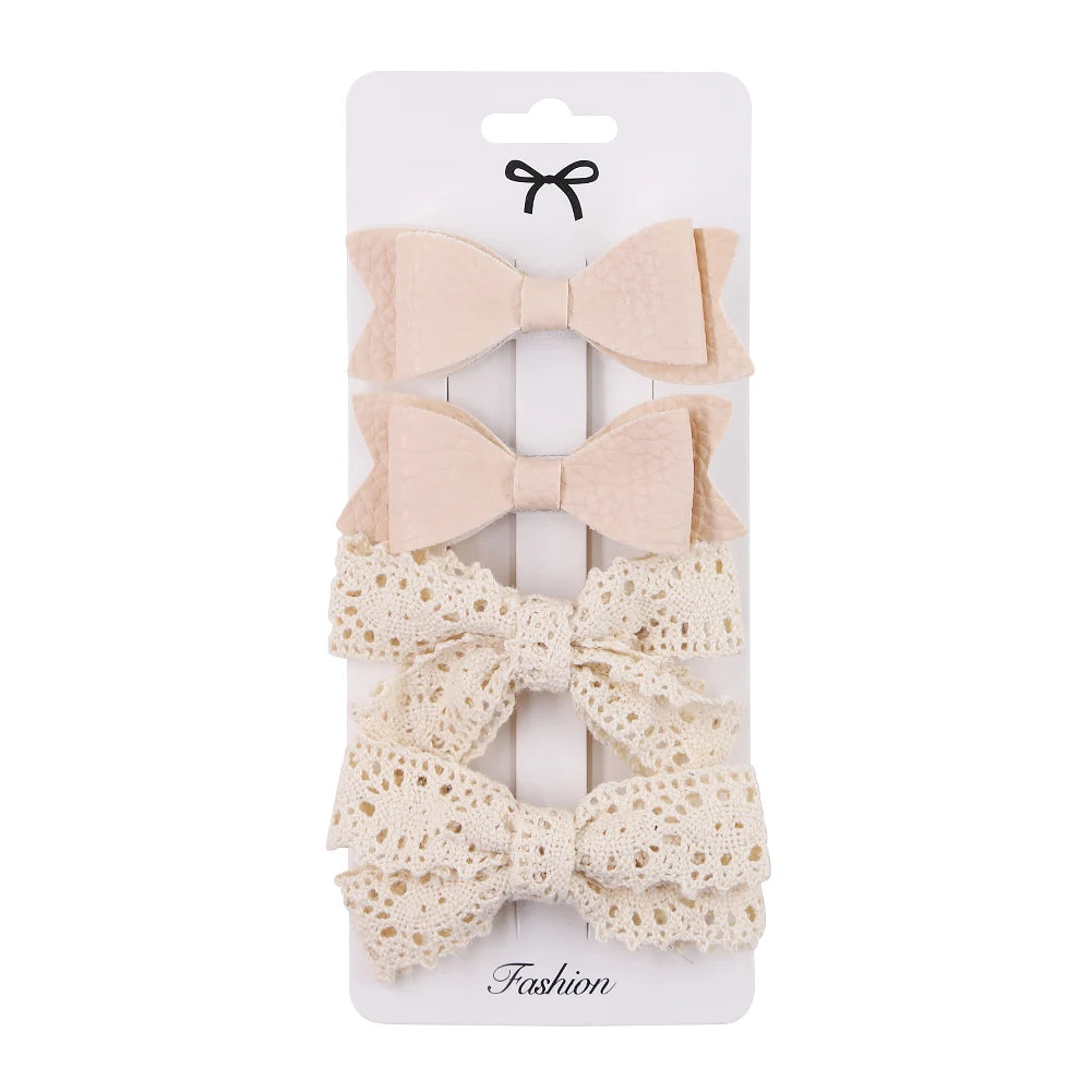 4Pcs/Set Baby Bows Hair Clips Muslin Girls Hairpins Hairclip For Kids Cotton Linen Barrette Flower Print Side Pin  Accessories