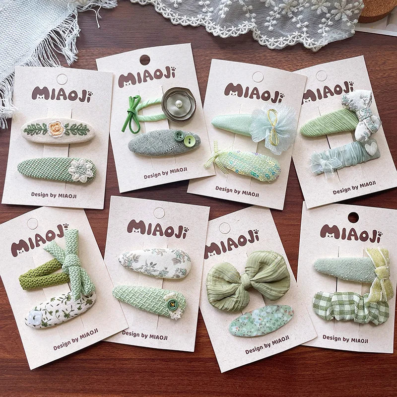 2 Stück Baby-Haarspange Mädchen Süße Schleife Haarschmuck Kinder Haarklammern Kleinkind Prinzessin Kopfbedeckung Vintage Säugling Milchgrüne Haarspangen
