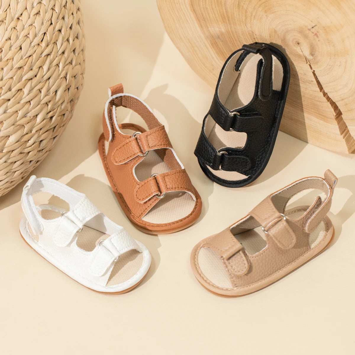 New Baby Sandals Baby Shoes Baby Boy Girl Sandals PU Soft Bottom Sole Anti-Slip Infant First Walker Crib Shoes Newborn Moccasins