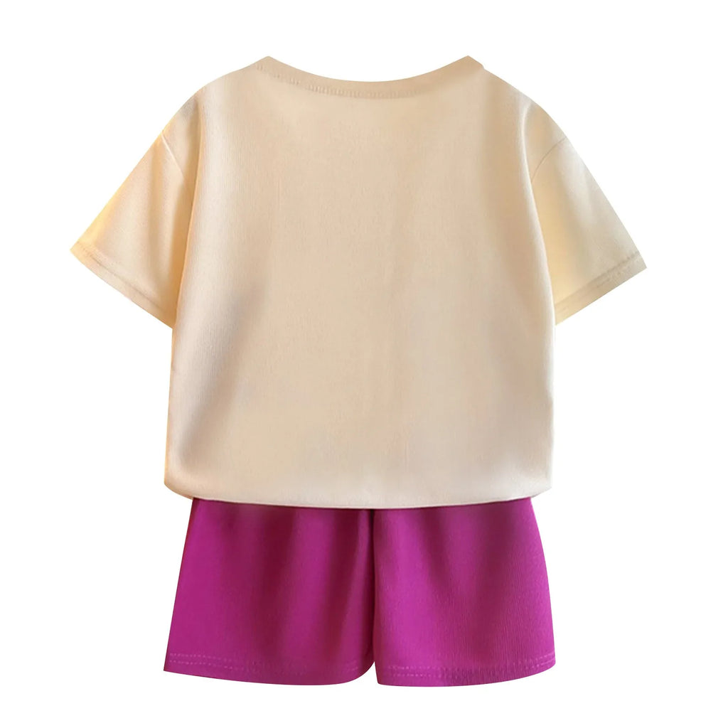 Boys Girls Cartoon Clothing Set Toddler Essentials Breathable Short Sleeve T-shirt Summer Outfit Soft Casual Loose Kids Shorts