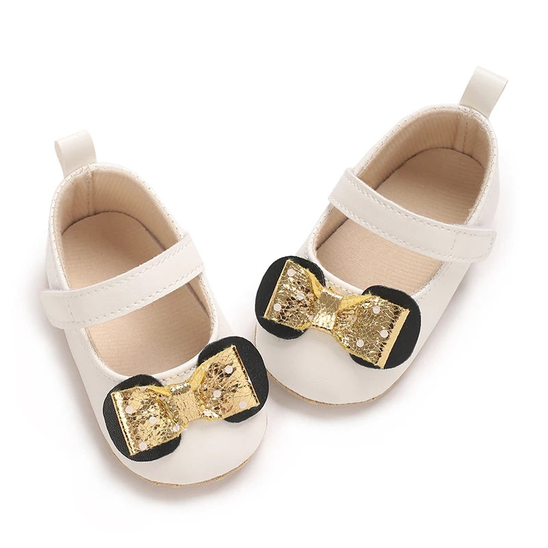 Sweet Baby Shoes Baby Boy Girl Shoes Girl Classic Bowknot Soft Sole Anti-slip PU Dress Shoes First Walker Toddler Crib Shoes