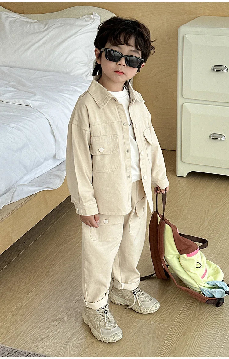 Jungenanzug 2025 Herbst neue modische Oberteil-Hose Sport Freizeit Arbeitskleidung Kinderkleidung Jacke