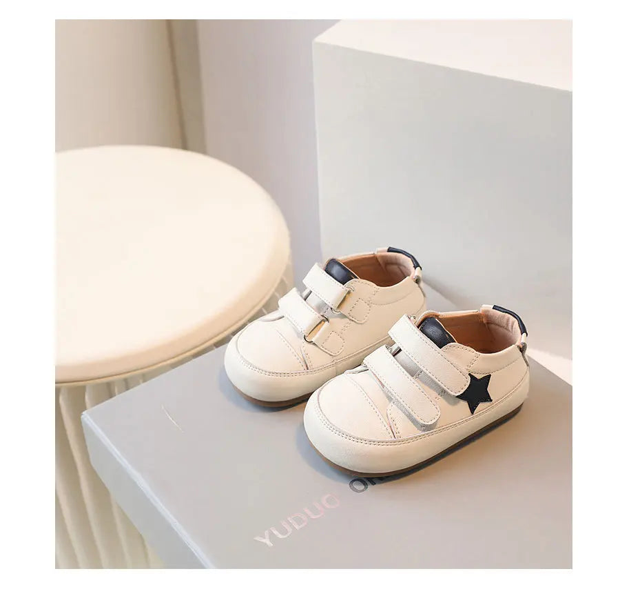 0-5 Years New Baby Shoes Microfiber Leather Toddler Boys Barefoot Shoe Star Soft Sole Girls Outdoor Tennis Fashion Kids Sneakers