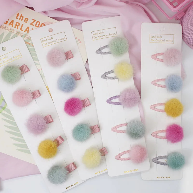 5 horquillas para bebé lindas, color caramelo, pompones, minipinzas para el pelo de niñas pequeñas, accesorios para el pelo de bebé, accesorios para la cabeza de niños pequeños