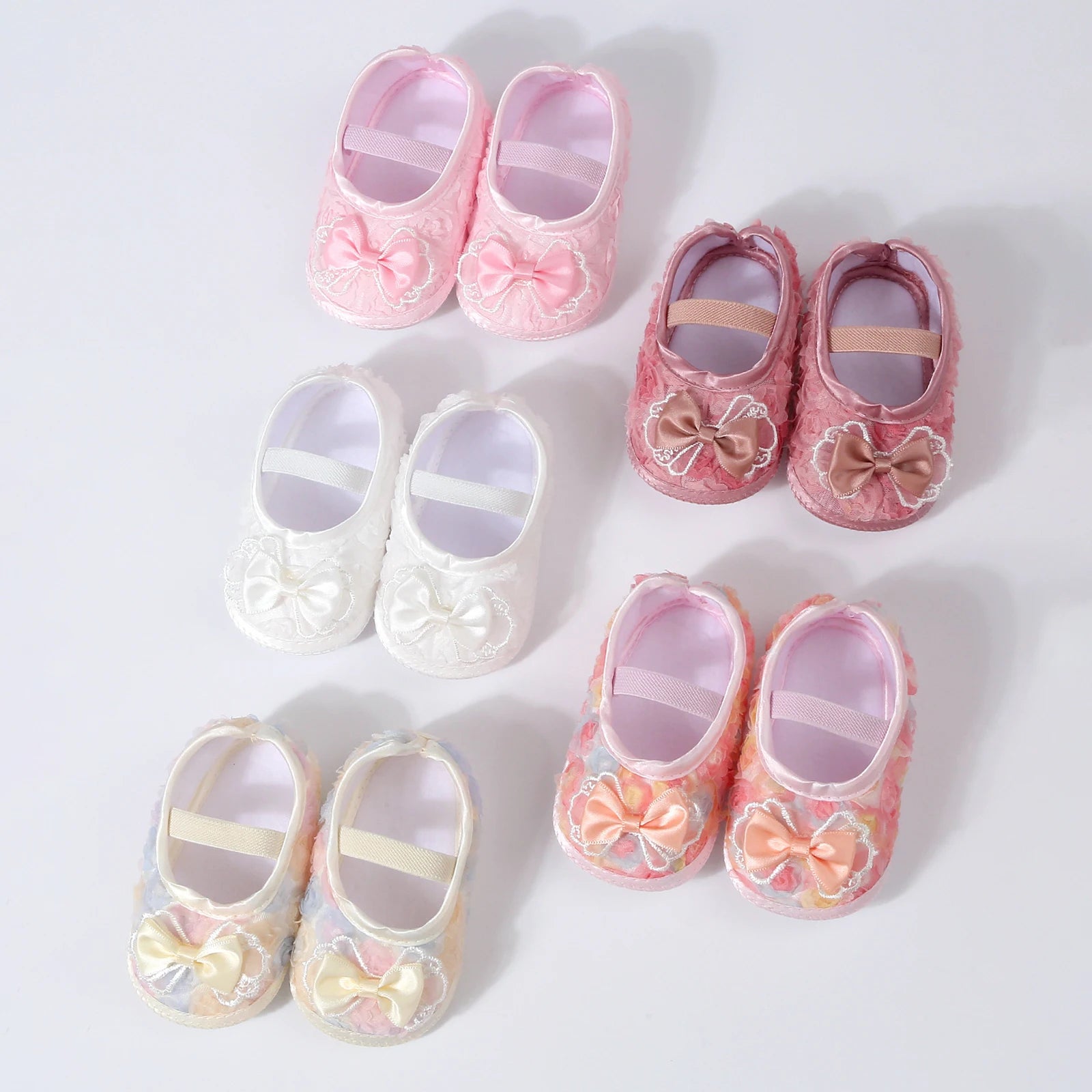 0-12months Baby Girls Shoes Soft First Walking Shoes  for infant girls Lace Bow Decorated Princess Shoes