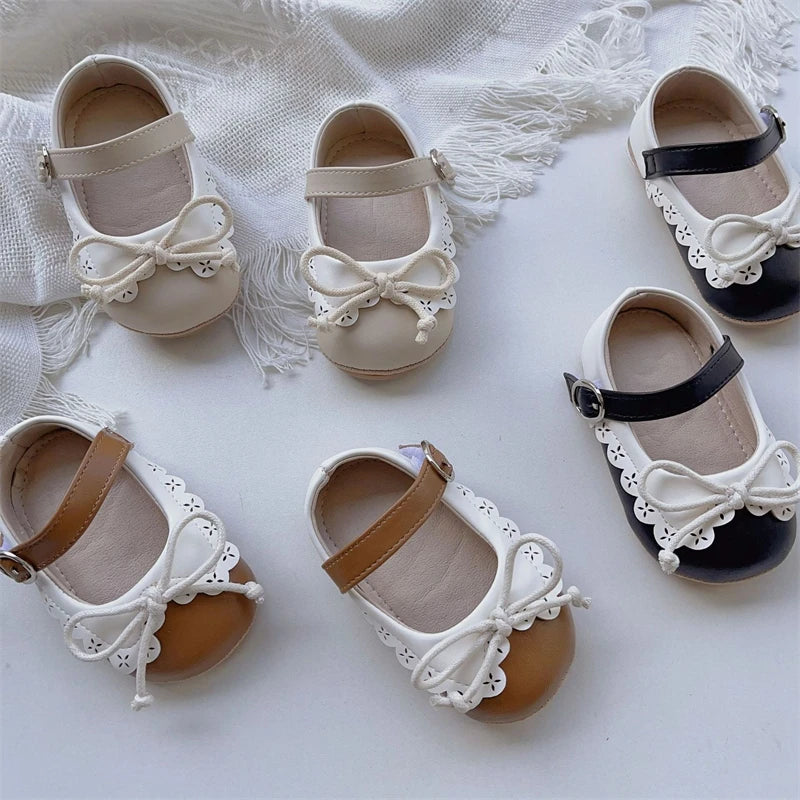 Baby Girls Walking Shoes Spring Autumn Newborn Shoes Infant Comfortable Soft Soled Toddler Kids Lace Bow Princess Shoes