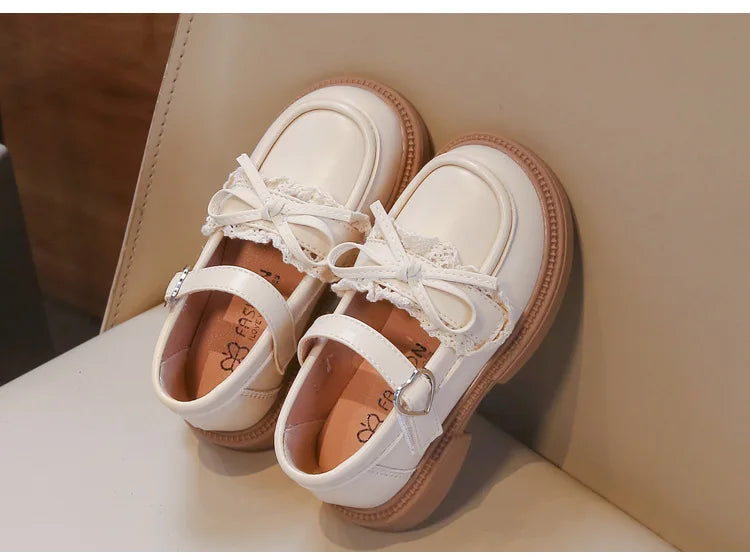 Children Leather Shoes for Girls Fashion Casual Mary Janes with Bow-knot Classic British Style Vintage Retro College Design New