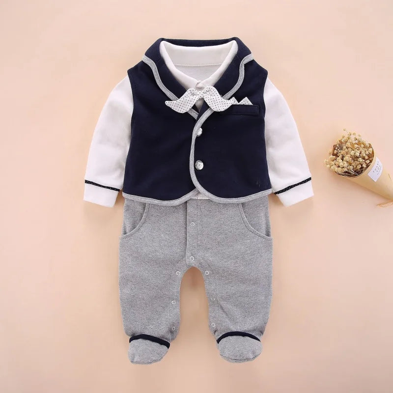 6-12 Monate Baby Jungen Strampler Weste Sets Mode Weiche Kleidung Für Jungen Frühling Herbst Baby Strampler Westen 2tlg Anzug Gentleman Kleidung