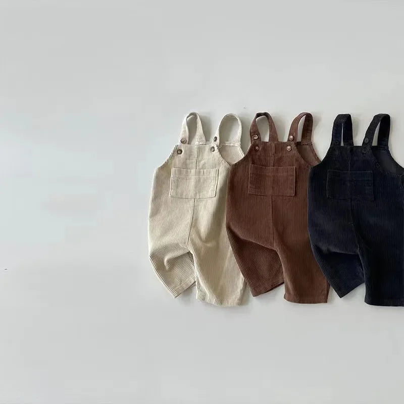 Herbst Winter Kleinkind Baby Jungen Mädchen Einfarbig Cord Latzhose Strampler Kinder Overall Kleidung