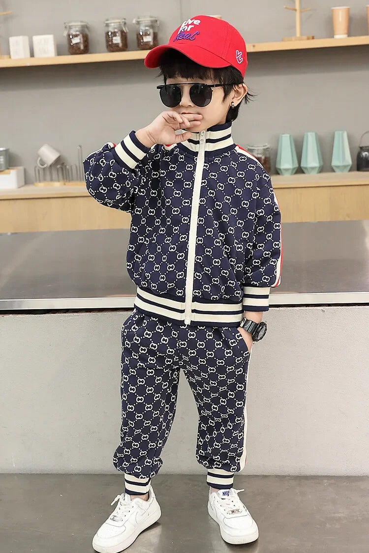 Conjuntos de ropa para niños primavera otoño moda infantil abrigos de algodón+pantalones 2 piezas chándales para bebés niños trajes deportivos niños pequeños 2-12