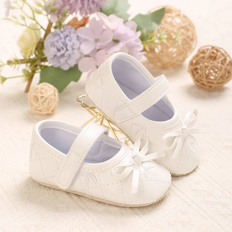 0-18M Baby Girl Leather Shoes New Spring And Autumn Bow Princess Shoes Baby Soft Sole Single Shoes Baby Walking Shoes