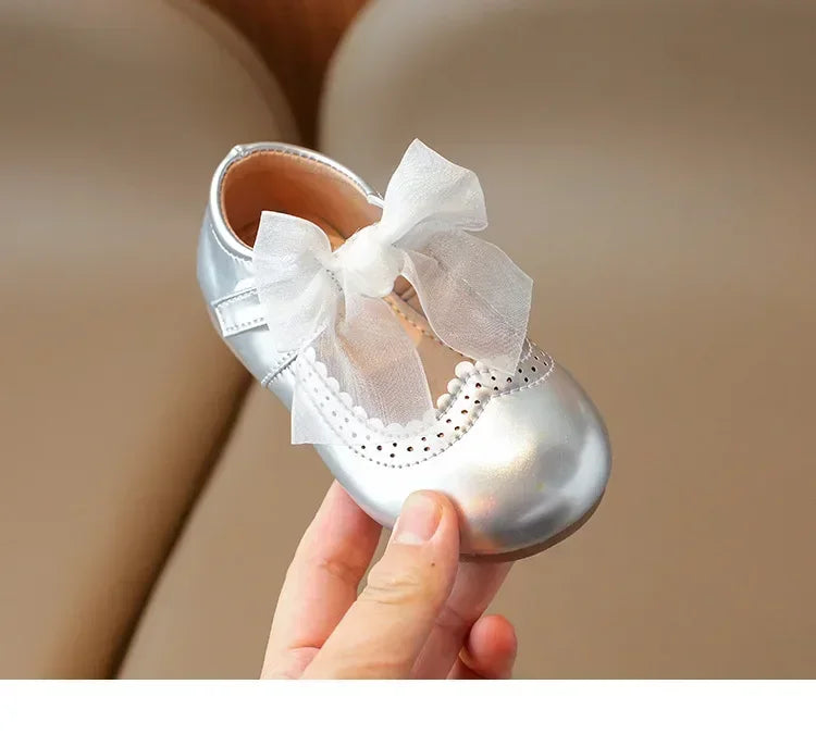 Baby Girl Leather Shoes Spring Autumn New Fashion Soft Comfortable Candy Color Princess Kids Dress Flats Ribbon Bow-knot Sweet