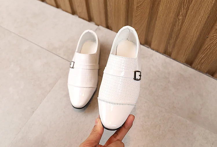 Kids Boys Girls Leather Shoes Students Boys Girls Soft Bottom Performance Shoes Black Fashion  Flower Kids Ceremonial Footwear