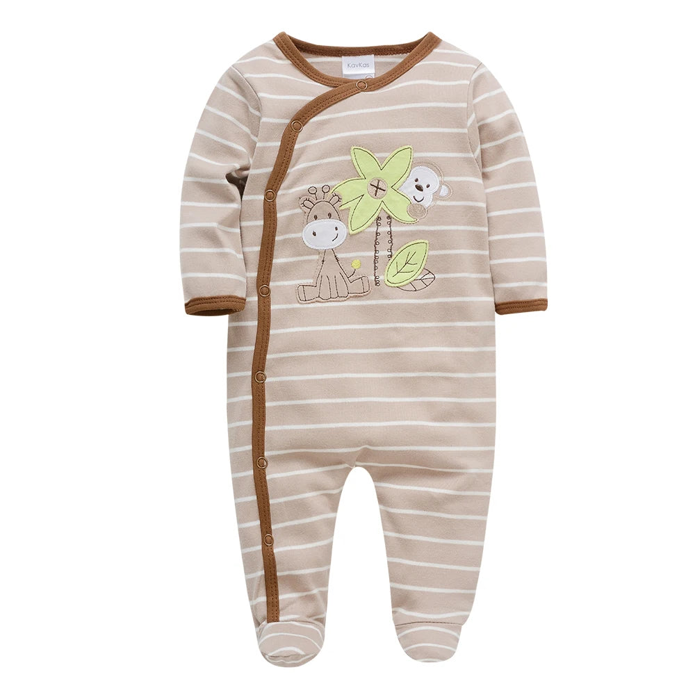 KAVKAS 1/2/3 Pcs Baby Boys Rompers Cartoon Print Overalls Cotton Infant Clothing Kids Jumpsuit Newborn Pajimas 0-3 Months