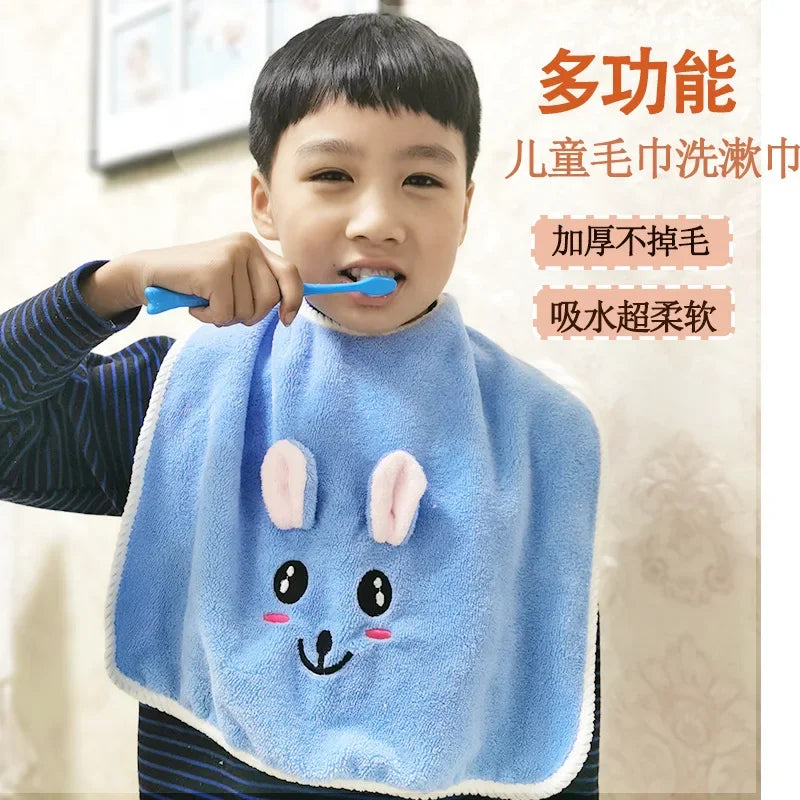 Cartoon Baby Bibs for Children Washing Face Towel Salive Towel Boys Girls Learning Brushing Teeth Towel for 3 To 8 Years Kids
