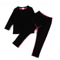 Jungen Schlafanzug Set blaues schwarzes Oberteil und Hose Kinderkleidung für Jungen und Mädchen Rundhals Winter Velours Vorderseite Rippen Rückseite