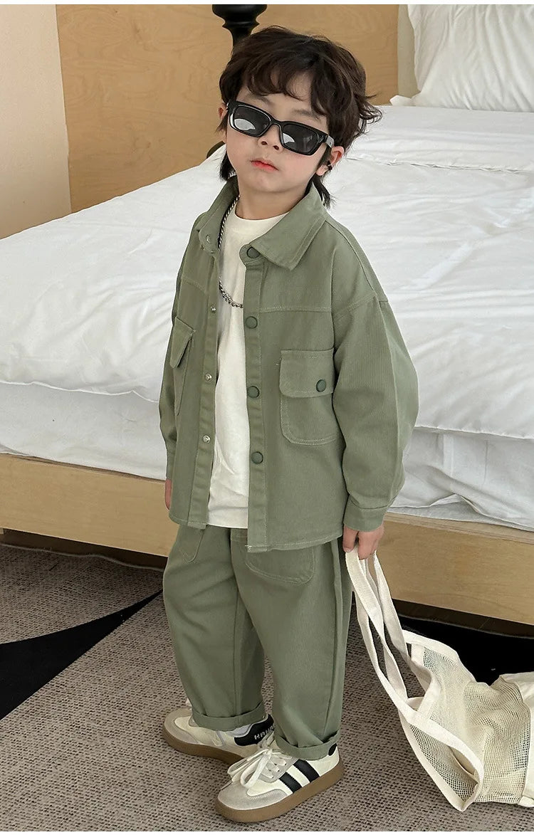 Jungenanzug 2025 Herbst neue modische Oberteil-Hose Sport Freizeit Arbeitskleidung Kinderkleidung Jacke