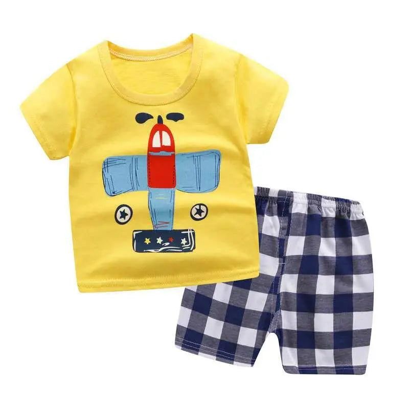 Baby Boy Clothes Summer 2026 Newborn Baby Boys Clothes Set Cotton Baby Clothing Suit (Shirt+Pants) Plaid Infant Clothes Set