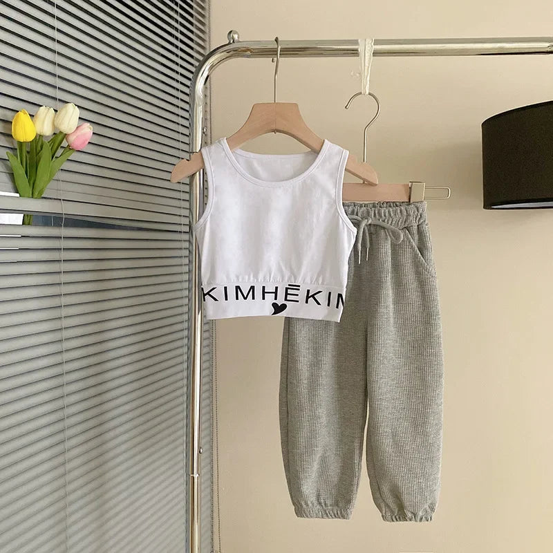 Children's Clothing Sets Letter Print Sweatshirt + Tank Top + Pants 3pcs Baby Girl Clothes for 2 To 7 Years Baby Girl Outfit Set