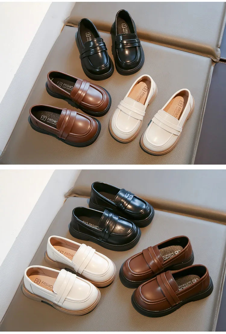 Children Leather Shoes for Boys Girls Kids Loafers Slip-on School Flats Casual Sneakers for Wedding Formal Occasions Party 23-35