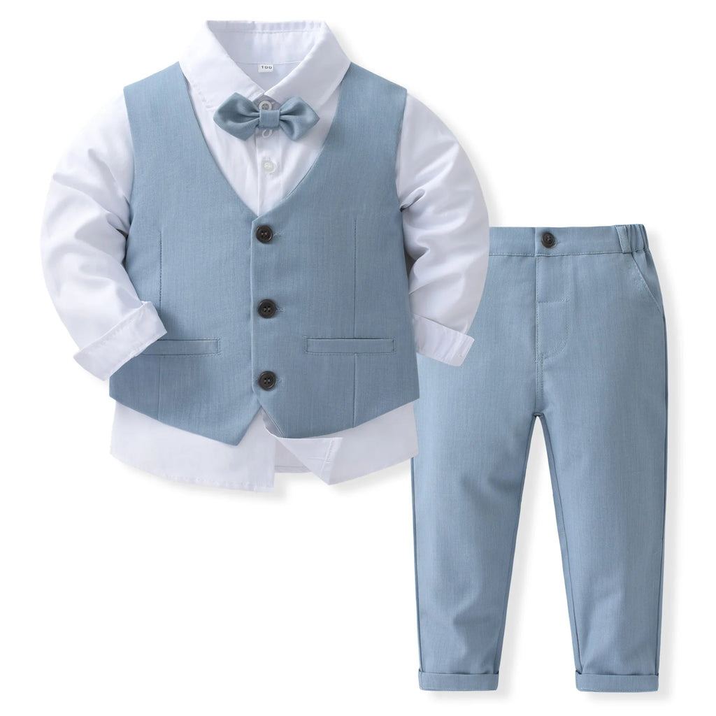 Herrenanzüge Geburtstagskostüm für Jungen Kinder Frühling Herbst Boutique Kleidung Set Unifarben Weste Anzug Kinder Baumwolle Formelle Kleidung