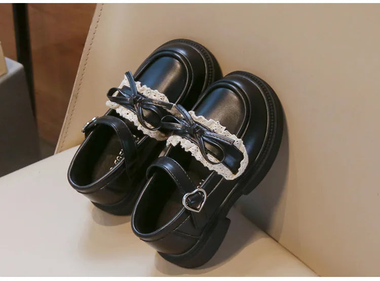 Children Leather Shoes for Girls Fashion Casual Mary Janes with Bow-knot Classic British Style Vintage Retro College Design New