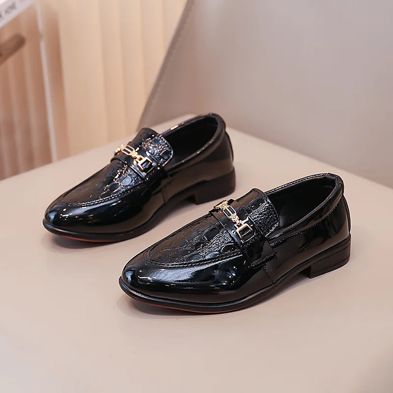 Children Leather Shoes Boys Formal Shoes Black Classic Point Toes Soft Bottom 2025 Spring Autumn British Style Kids Flat Shoes