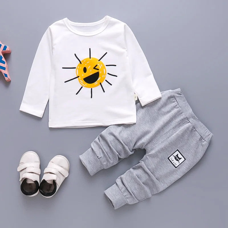 Conjunto de ropa para bebés y niñas pequeñas, primavera, otoño, pana, dibujos animados, conjuntos de ropa para niños, chaquetas con capucha y pantalones, traje para niños de 0 a 5 años