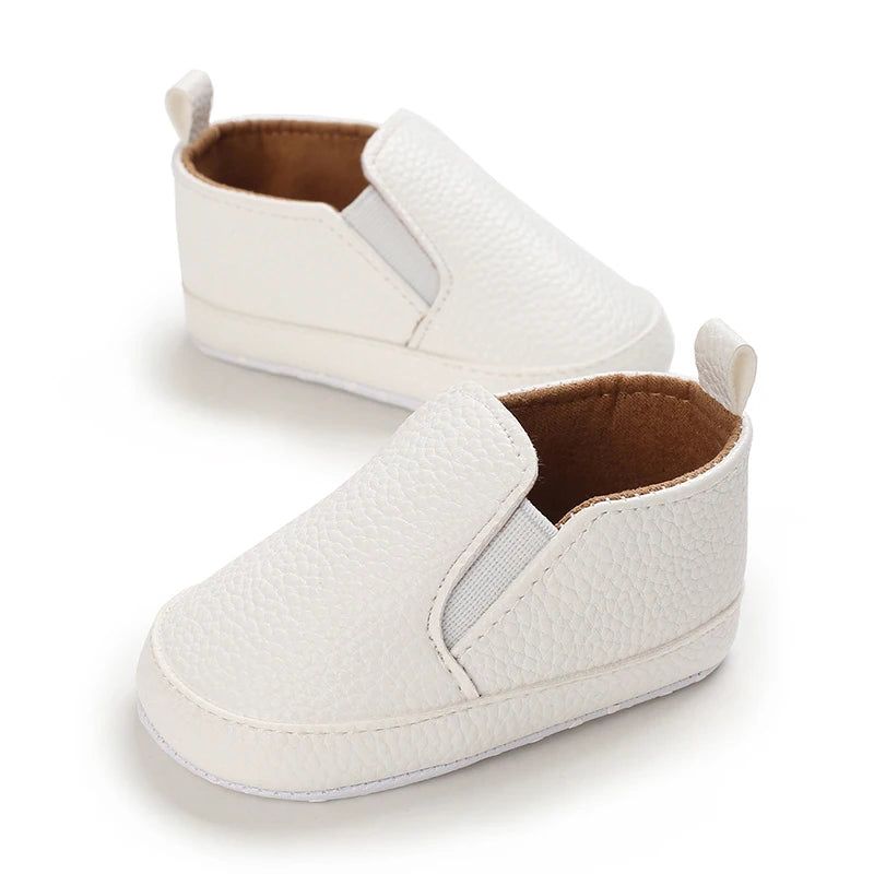 Baby Learning Walk Shoes, Slip-on Leather Casual Loafers, Soft Sole Comfortable Footwear for Infants 0-18M