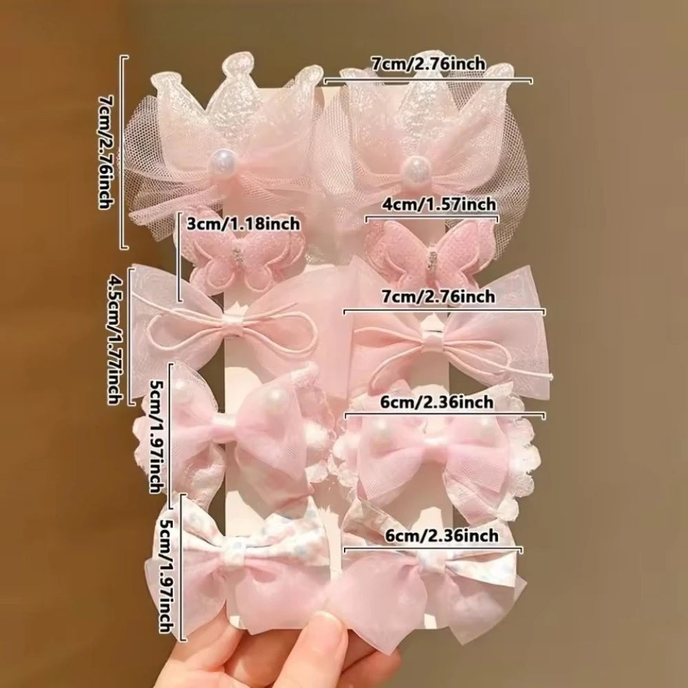 10 Stück süße rosa Haarspangen sind niedlich und vielseitig, Kronen- und Schleifen-Haarspangen, Baby-Haarschmuck-Set für Kinder