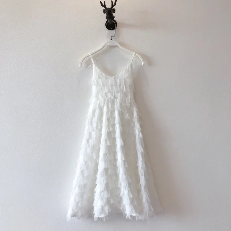 Mom Daughter Dress Solid Color Long Gown Family Matching Outfits Halter Dress With Suspenders New Fashion Mommy Girls Clothes