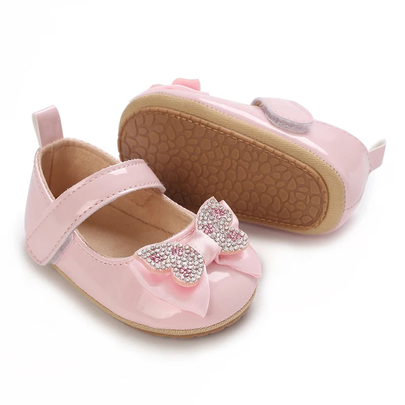 Spring and Autumn Fashion Baby Shoes 0-1 Year Old Girl Cute Bow Princess Shoes Soft Rubber Bottom Lightweight Walking Shoes