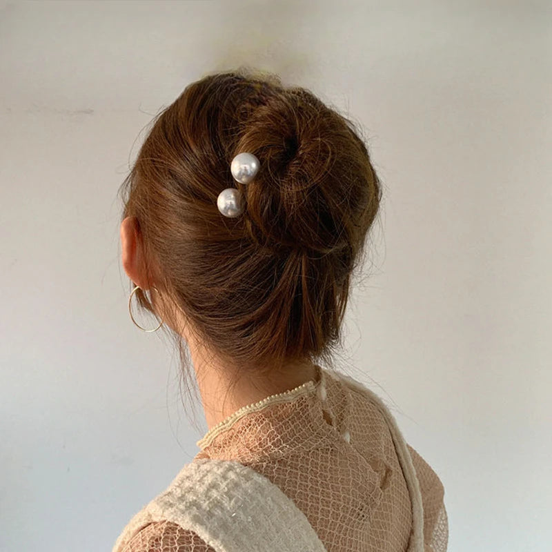 Koreanische U-förmige Haarnadeln, Vintage-elegante Perlen-Haarspangen, Metall-Haarnadeln, Haarstyling-Griffe, Dutt-Clips für Damen und Mädchen