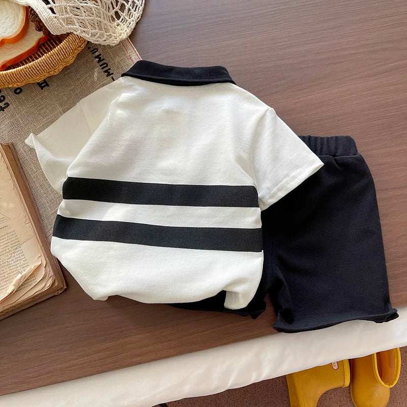Moda de Verano para Niños Ropa Infantil de Algodón Polo T-Shirt + Pantalones Cortos 2 piezas Ropa Deportiva Casual para Niños Traje Casual 0-5 años