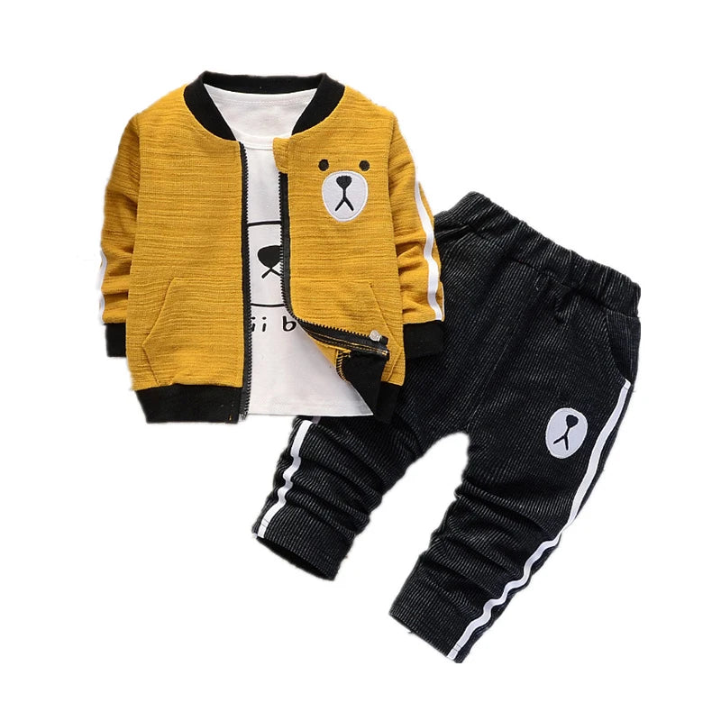 Conjunto de ropa para bebé niño, moda, algodón, tops con capucha + pantalones, 3 piezas, atuendos para niños, chándal para recién nacidos, conjuntos de ropa para niños