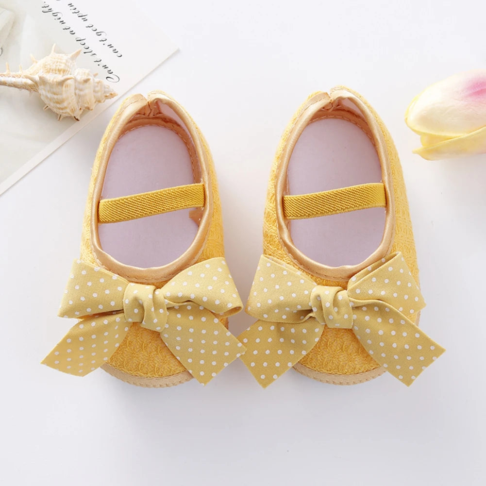 Mädchen Ballerinas mit Anti-Rutsch Weicher Sohle, Süße Schleife Schuhe Neugeborene Prinzessin Hochzeitsschuhe Kleinkind Lauflernschuhe 0-12M