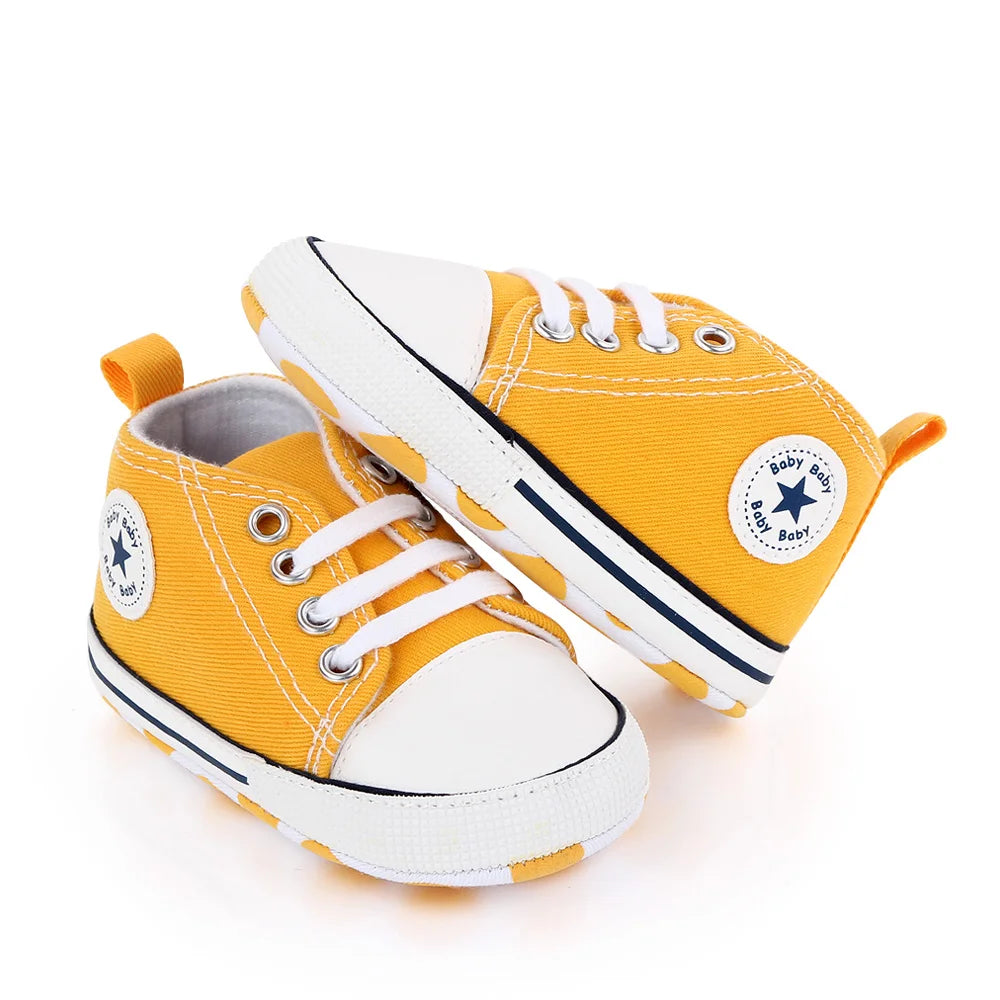 Spring New Baby Shoes Boy and Girl Classic Canvas Casual Sneakers Soft Sole Non-Slip Walking Newborn Toddler Shoes First Walkers