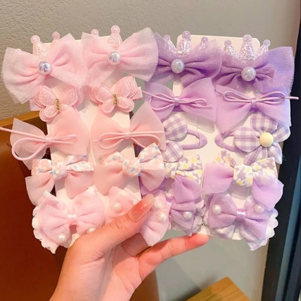 10 Stück süße rosa Haarspangen sind niedlich und vielseitig, Kronen- und Schleifen-Haarspangen, Baby-Haarschmuck-Set für Kinder