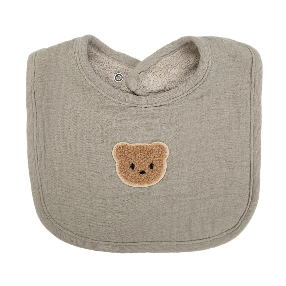 Cute Bear Muslin Cotton Baby Bibs Saliva Towel U-Absorbent Pockets Korean Children Kids Boys Girls Bandanas Feeding Burp Clothes