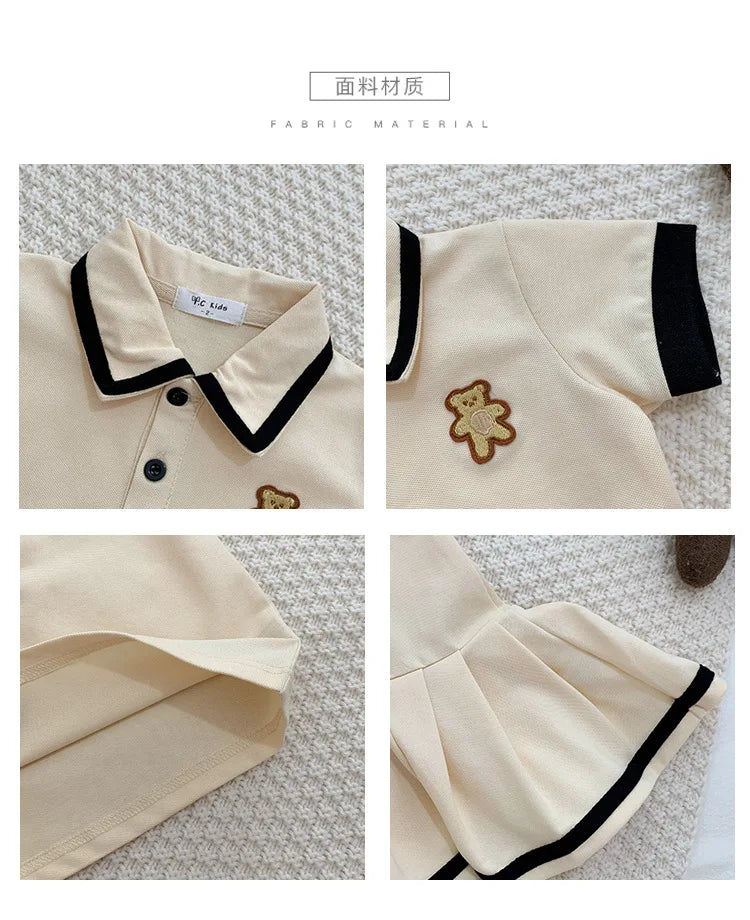 Family Matching Clothes Summer 2023 Mother Daughter Dresses Family Look Polo T-Shirts Mother Kids Tees Clothes Father Son Outfit