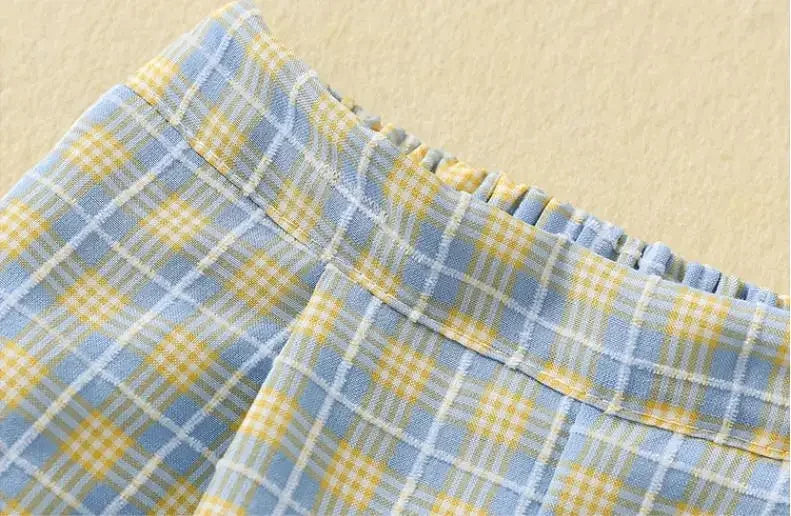 Spanish Toddlers Clothing Baby Boys Clothes Boutique Sets Outfit White Shirt Short 2pcs Plaid Pants Children Costume Kids Casual