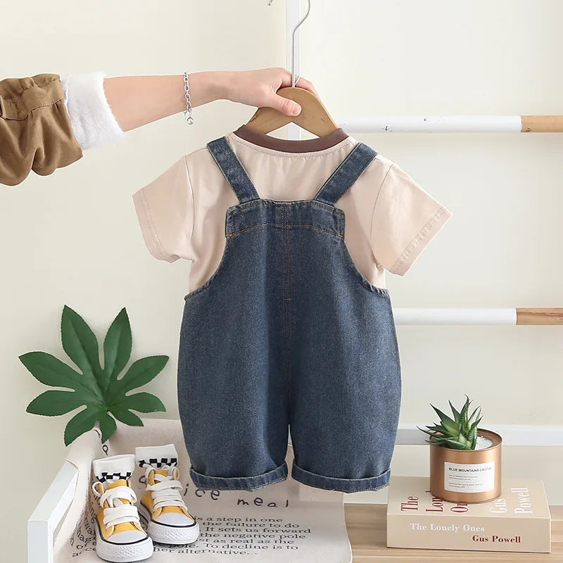 New Baby Boys Girls Clothes Suit Summer Children Boys T-Shirt Overalls 2Pcs/Sets Toddler Casual Costume Infant Kids Tracksuits