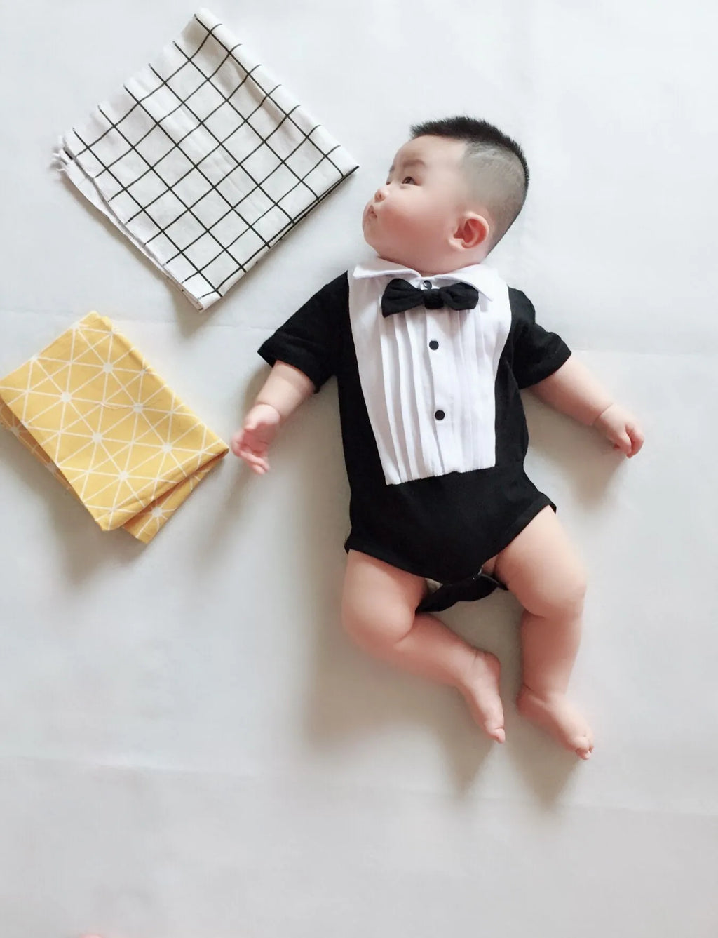 Mameluco de caballero para bebé niña o niño, con camisa, solapa, manga corta, conjunto para recién nacido, mono para bebé o infante