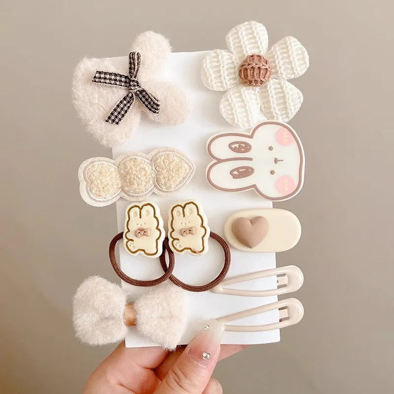 10-14PCS Bows Baby Hair Clips Hair Accessories For Girls Cartoon Animal Flower Hairpin Headdress Kids Hair Pins Birthday Gifts