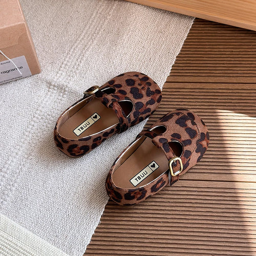 Girls Leather Shoes Toddlers Flats Princess Sweet Little Kids Soft Shoes T-strap Retro Classic Children's Dress Shoes for Party